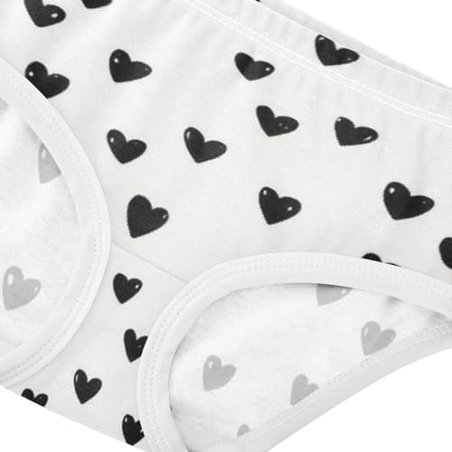 Black Heart Dots Breathable Girls' Panties Organic Underpants for Toddler Girls in Sizes 2T,3T, 4T, 5T, 6Y and 8Y4