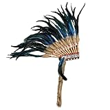 LWINGFLYER Blue Feather Headdress - Native American Indian Style Headwear