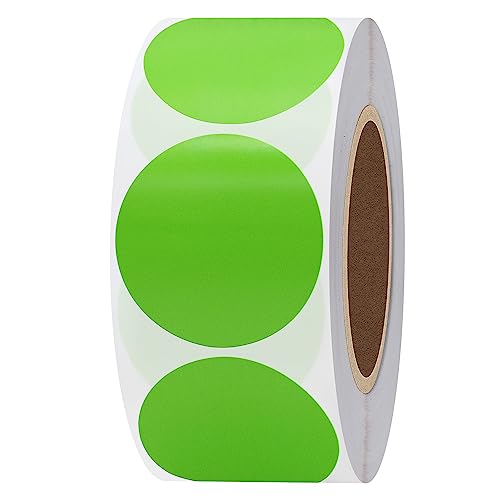 Hybsk 1.5 inch Circle Color Direct Thermal Stickers Shipping Labels for Barcodes,Name Tag,DIY Logo Design,Inventory– Compatible with Zebra,Rollo,Munbyn,and More-1000 pcs (1.5 inch,Green)