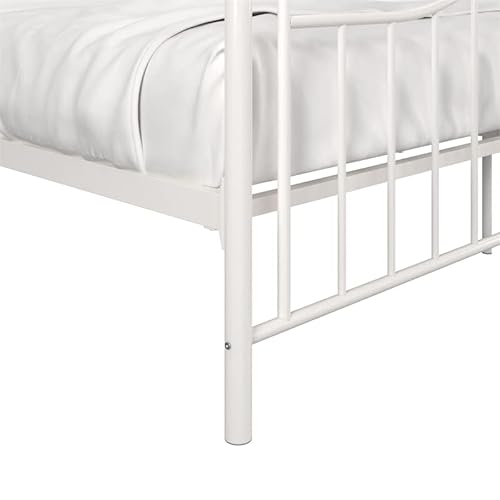 Dhp Tokyo Metal Platform Bed With Classic Finial Post Headboard And Footboard, Underbed Storage Space, No Box Spring Needed, King, White #TOP5