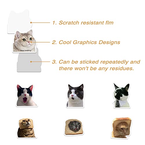50Pcs Funny Meme Cat Stickers For Kids Teens Girls Laptop Waterproof Vinyl Decals For Water Bottle Travel Case Phone Scrapbook Guitar Birthday Party #TOP6