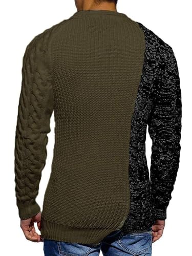 Karlywindow Men's Crew Neck Pullover Sweaters Slim Fit Long Sleeve Ribbed Knitted Twisted Warm Cozy Jumpers Sweater2