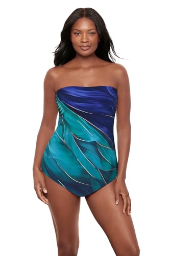 Miraclesuit Women's Swimwear Hankini Tankini Top Separate, Blue/Multi, 08