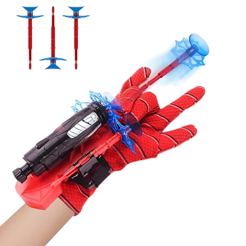 1 conjunto de luvas de lançador, lançadores de Spider luvas lançadores de aranhas lançador de heróis luvas de Spider lançar teias de aranha plástico luvas de plástico cosplay para crianças