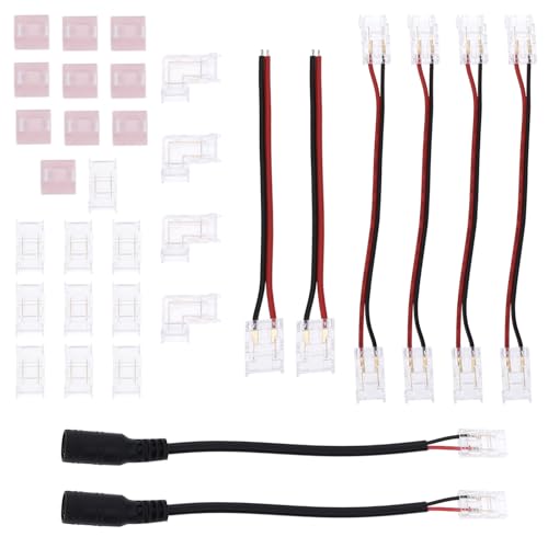ECSiNG 1 Set of 2-Pin COB LED Light Strip Solderless Connector Kit Compatible with 8mm Width COB LED Light Strip