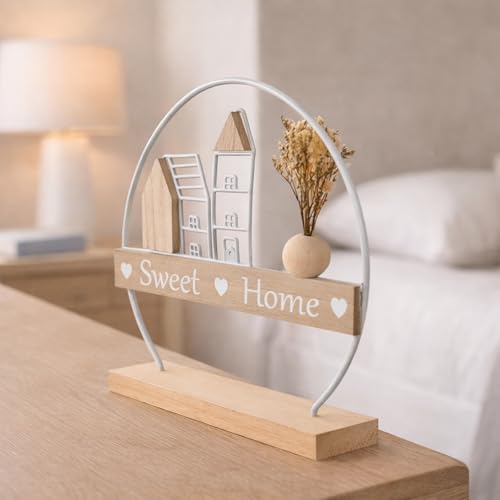 Image of CraftVatika Decorative Wooden Showpieces for Home Decor Living Room, Aesthetic Dcor, Sweet Home Room Decoration Items for Bedroom, House Warming Gifts Return Birthday for Woman Man