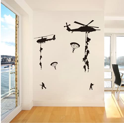 Army Wall Decors For Wall Soliders Military Airplane Helicopter Wall Stickers For Teens Boys Bedroom Kids Room Vinyl Decals (Tm-16) #TOP2