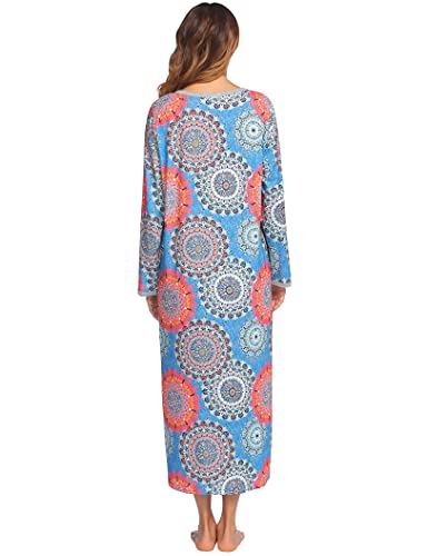 Ekouaer Women Long House Coat Zipper Front Robes Full Length Nightgowns With Pockets Striped Loungewear S-4Xl #TOP4