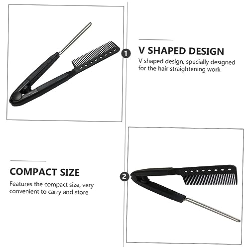 3 piezas Plancha para el cabello en forma de cepillo profesional, cepillo alisador en forma de V, peine alisador con dientes, adecuado para uso familiar, viajes y al aire libre miniatura 6