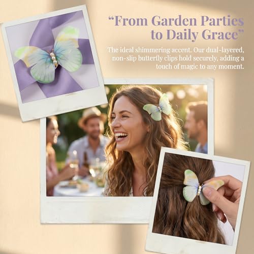2 Pcs Green Butterfly Clips Pinzas de Mariposa miniatura 5