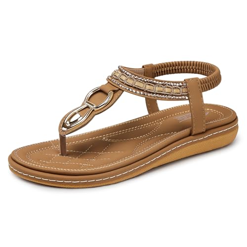 Image of SHIBEVER Flat Sandals for Women Dressy: Comfortable Thong Slip On Sandal