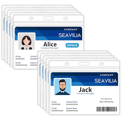 SEAVILIA 20-Pack Horizontal Badge Holders