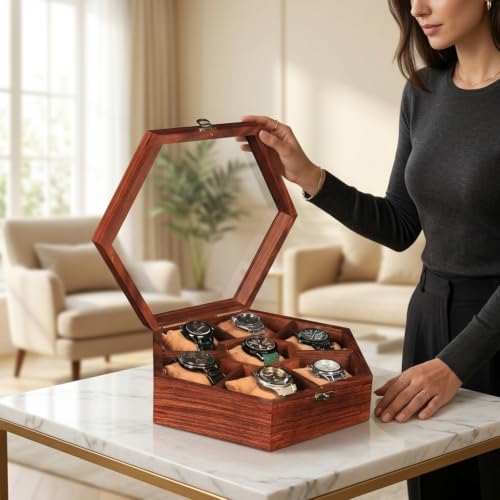 Image of Wooden Watch Box /Case, Handmade Superior Indian Rosewood Watch Display Box Case for Men| Wooden Watch Box for Men. (7 slot -4)