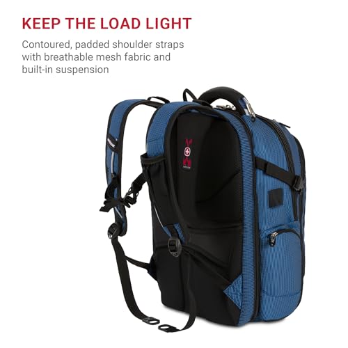 Image of SwissGear Travel Tech Elite Laptop Backpack - Fits Laptops up to 16 inch - ScanSmart TSA-Friendly Backpack with USB Port, Shoe Compartment & Organizer Pockets - Blue /Black