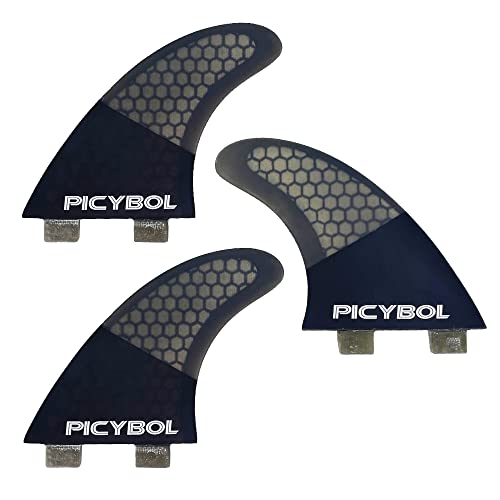 OITRCSS Thruster Fins Set, G5 Surfboard Fin, 3 Fins for Surf Boards, Surfing Longboard, Shortboard, Fiberglass Reinforced, Comes with Screws and Key, Works for All Single Tab Surfboards