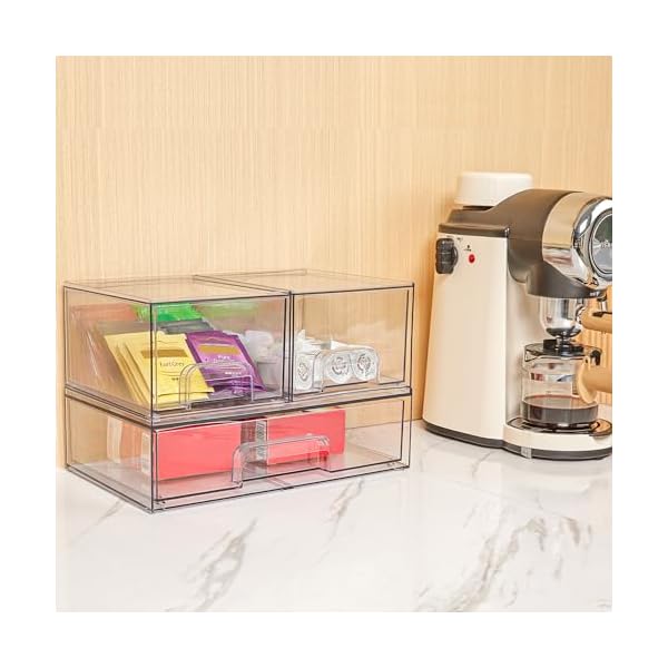 Vtopmart 2 Stück Schubladen Organizer, Transparent Badezimmer Organizer mit 16 Rutschfeste Matte, Schminktisch Organizer für Badezimmer, Schminktisch, Unter Waschbecken – Bild 9