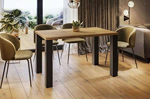 Endo-Moebel Design Esstisch Juka 130cm - 220cm Metall erweiterbar Metallgestell Küchentisch (Wotan Eiche) Cover