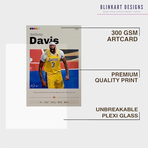 Image of BLINKART Anthony Davis | Nba Basketball Player | Synthetic Wood Photo Framed Wall Hanging Poster Room & Office Bedroom Living Boys And Girl Room Home Wall Hanging | 12x18 Inches