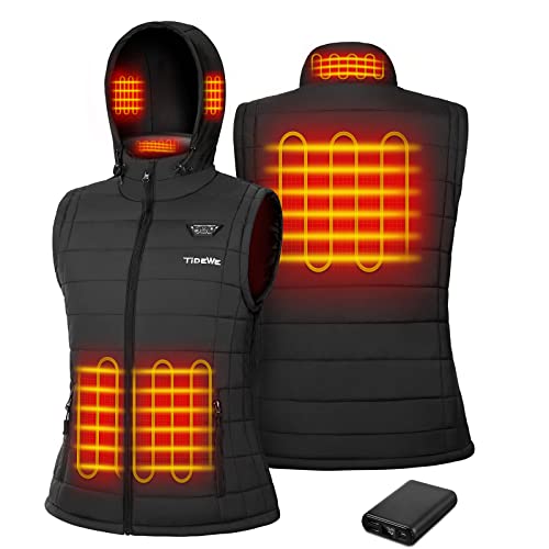 TIDEWE Women's Heated Vest with Retractable Heated Hood and Battery Pack, Lightweight Vest for Hunting/Hiking (Black, Size S) TIDEWE Women's Heated Vest with Retractable Heated Hood and Battery Pack, Lightweight Vest for Hunting/Hiking (Black, Size S)