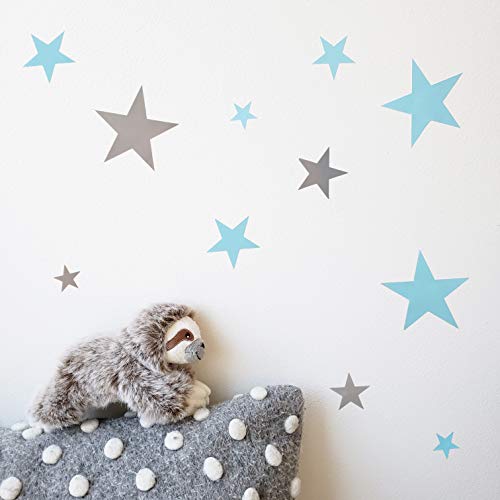 Vinilos decorativos de estrellas para pared en tonos gris y azul miniatura 6