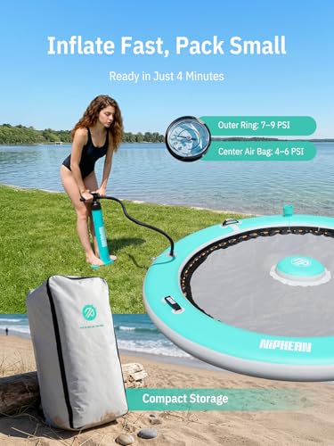 Image of Niphean Inflatable Water Hammock for Adults, 8FT Round Floating Ring with Center Stability Pod & 2 Cup Holders, Pool Floats Adult, Heavy Duty Float Ring for for Lake, River & Pool