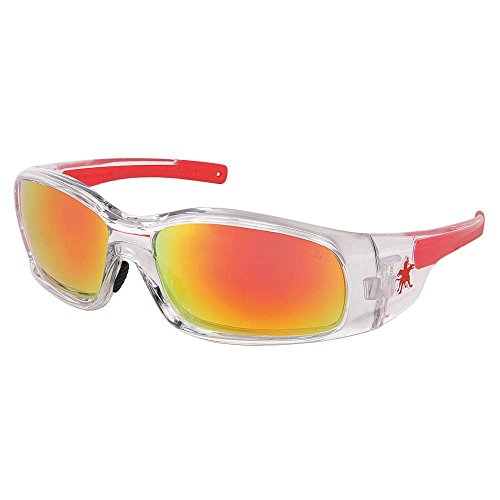 Crews Red/Orange Mirror Safety Glasses, Scratch-Resistant