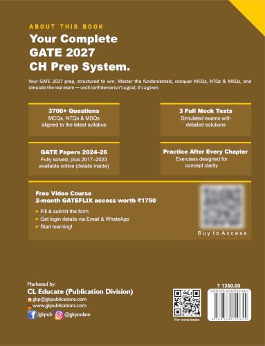 Image of GATE 2027 Chemical Engineering Guide | Comprehensive Theory & Practice | 3700+ MCQs | Topic-wise Study Material for GATE Exam