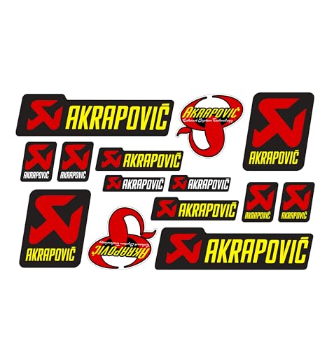 Kit de 14 autocollants Sponsor pour échappement voiture moto Racing en vinyle découpé Sport Tuning en vinyle polymère laminé pour extérieur résistant à...
