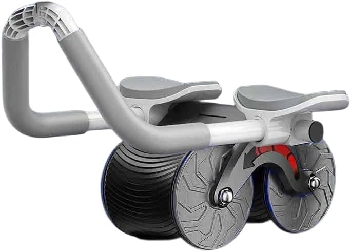 Rutexcオレンジ＆グレー 腹筋 ローラー ハンドル付き ダブル ホイール