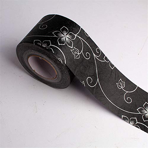 Black White Flower Wallpaper Border Stick and Peel Bedroom bathrooms Kitchen Wall Decor Border PVC Waterproof Wallpaper Border 10CMX1000CM