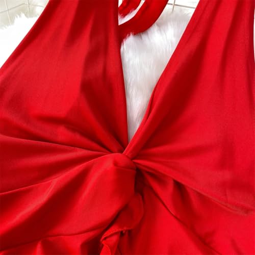 Women Party Beach Two Piece Sleeveless Ruffle V-Neck Ss Tops High Waist Folds Vacation Slim Skirts4