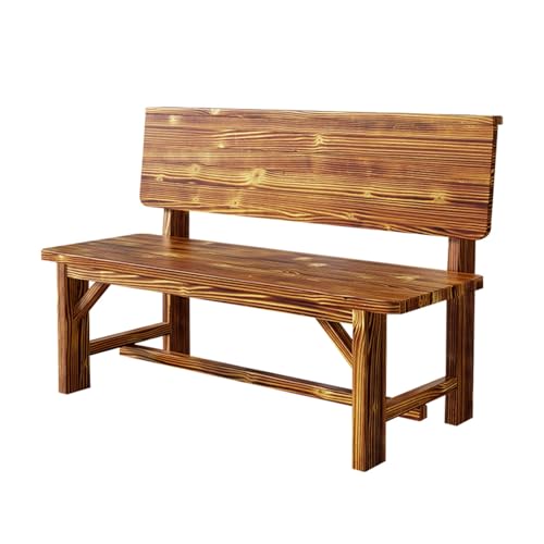YGER JZGB Banco de Madera para Exteriores, Banco Exterior Terraza con Respaldo, Capacidad de 400 kg, Ideal para Jardín, Porche, Patio y Parque(Brown,120x50x80cm/47x20x31in)
