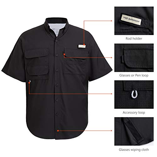 BASSDASH UPF 50 Men’s Fishing Dress Shirt Button Down Woven Short Sleeve Outdoor3