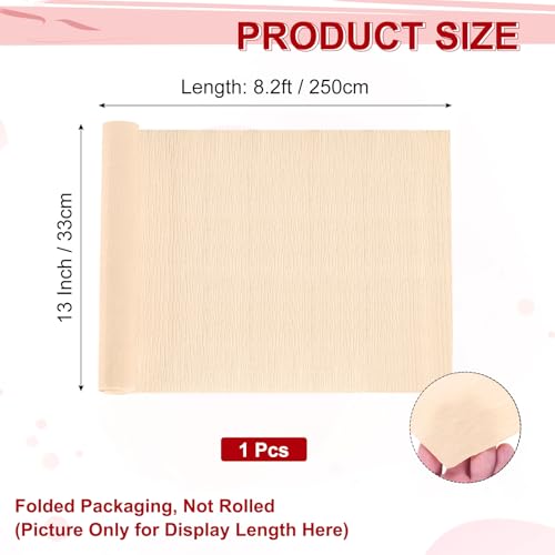 Image of MECCANIXITY Crepe Paper Roll 8.2ft Long 13 Inch Wide for Wedding Ceremony Various Large Festivals Decoration, Light Champagne