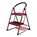 Produktbild Folding 2 Step Ladder Ladder mit praktischem Handgriff Anti-Rutsch Robustes und breites Pedal £, tragbarer Stahl-Tritthocker, Multifunktions-Herringbone Ladder (Farbe : Rot)