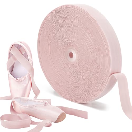 Image of SmoothNovelty 32.8 Yards Ballet Elastic Pointe Shoe Satin Roll Stretch Ribbon Minimalist Ballet Strap for Women Accessories