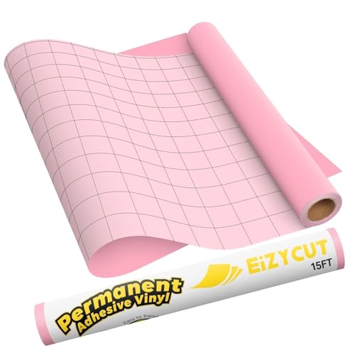 EIZYCUT Permanent Adhesive Vinyl Roll - 12 x 15ft Matte Pink Sticker Vinyl for All Cutting Machines for Signs Decals Home & DIY Projects