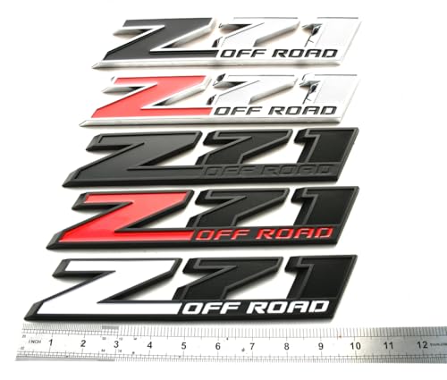 Image of 2pcs New Big Z71 Off Road Emblems 10 inch Badge Compatible with 2009-2018 Colorado Tahoe Silverado Sierra Suburban 2500Hd 3500Hd Offroad (Chrome Red)