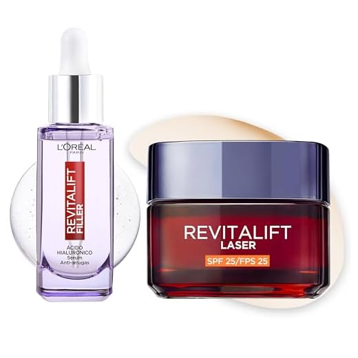 Rutina L'Oréal Paris Revitalift Filler Sérum Antiarrugas, Ácido Hialurónico Puro, Péptidos, 30 ml + Revitalift Láser Crema de Día Antiarrugas Triple Acción SPF25, 50 ml. Inspirado en cosmética coreana