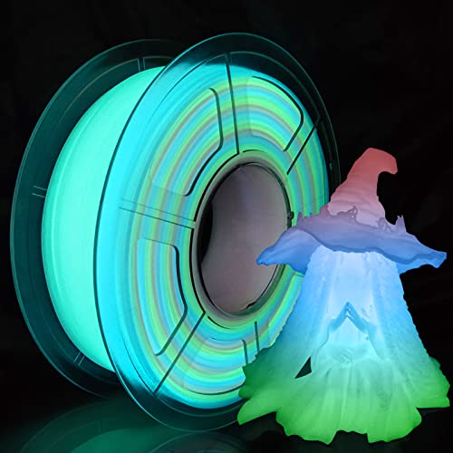 Image of iSANMATE 3D Printer Filament, Glow in The Dark Filament Multicolor, Pla Filament 1.75 mm Green, Blue, Red, Dimensional Accuracy + /- 0.03 mm, 1KG /Spool