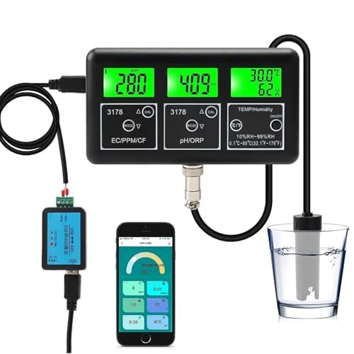 Tester intelligente per la qualità dell'acqua 7 in 1, misura l'umidità temporanea PPM PH ORP EC CF, analizzatore WiFi per acquari, piscine, laboratori di acqua potabile, idroponica