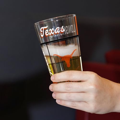 Image of Logo Brands NCAA oz Stained Glass Pint Glass - 3D Embossed Logo & Bold Team Colors - Durable Sports Fan Beer Glass for Home, Bar & Tailgates