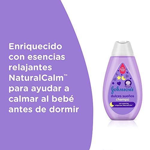 Johnson's Baby Champú Dulces Sueños con esencias relajantes NaturalCalm (500 ml), champú para niños y bebés activos, champú sin sulfatos ni parabenos hipoalergénico - imagen 2