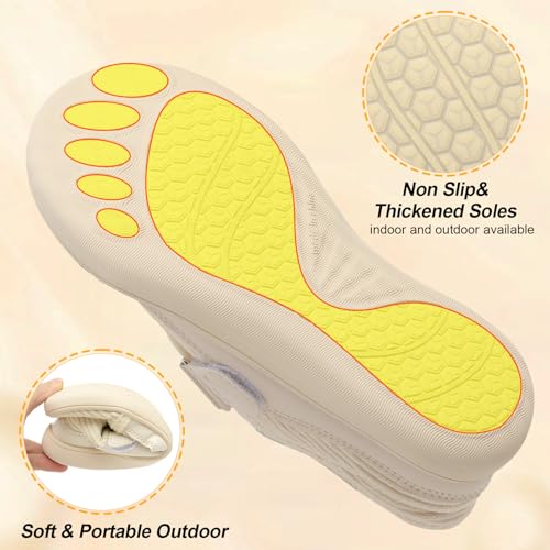Image of Spesoul Wide Womens Slippers Adjustable House Shoes Indoor Outdoor Barefoot Slippers Cozy Walking Shoe Swollen Edema Diabetic Shoes