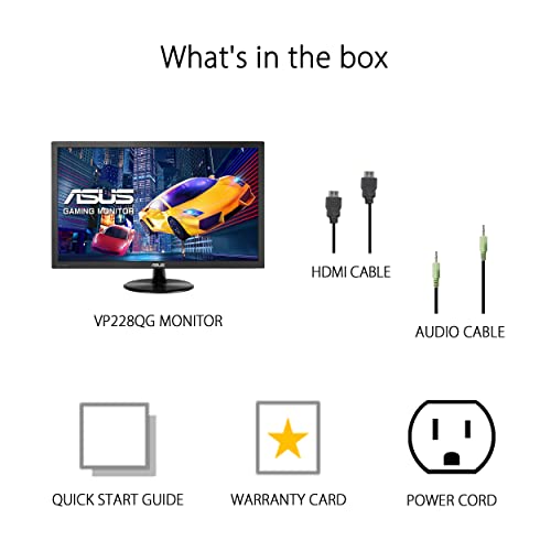 Asus 21.5" Computer Gaming Monitor - Full Hd 1920X1080, Adaptive-Sync/Freesync, 1Ms Response Time, 75Hz Refresh Rate, Hdmi - Vp228Qg,Black #TOP5