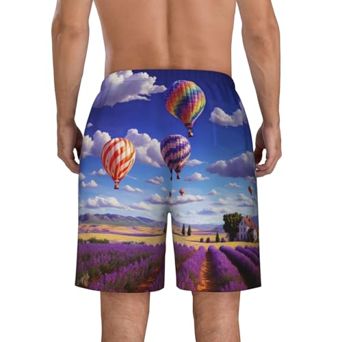 Lavender Hot Air Balloon Print Men's Beach Pants Lightweight Quick-Dry Swim Pants with Mesh Lining for Men4