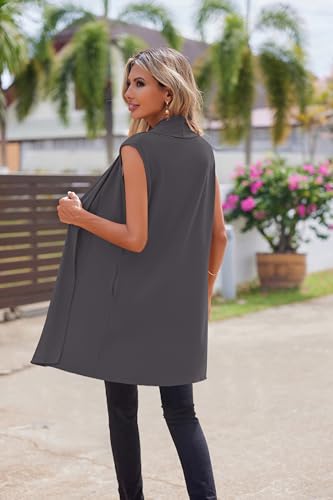 Image of Beyove Womens Long Vests Sleeveless Draped Lightweight Open Front Cardigan Layering Vest with Side Pockets