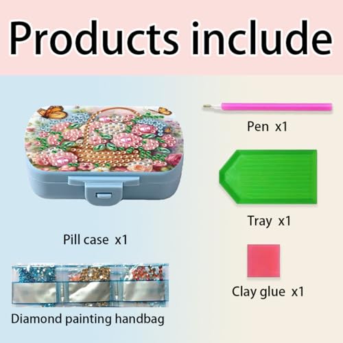 Image of ARTopet Diamond Art Painting Mini Storage Box with 6-Grid Creative Design Compact Portable Small Case for Purse Travel Daily-Flower Basket02