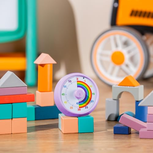 Visueller Timer für Kinder, 60-Minuten Countdown für Klassenzimmer Büro Küche, Schreibtisch Kinder Zeitmana gement Tools mit leisem Betrieb, Pomodoro Timer Regenbogenmuster (Lila) 5