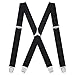 HDE Black Suspenders for Men X Back Suspender Clip 1.5 Inch Wide (Black, 42 inches)